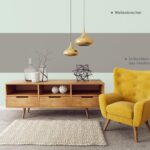 modern living room  with yellow armchair. scandinavian interior design furniture. 3d render illustration